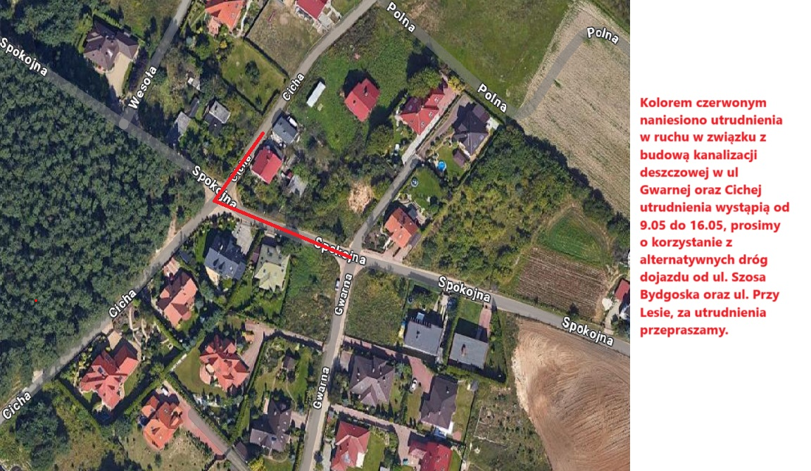 Utrudnienia na drodze ul. Spokojna